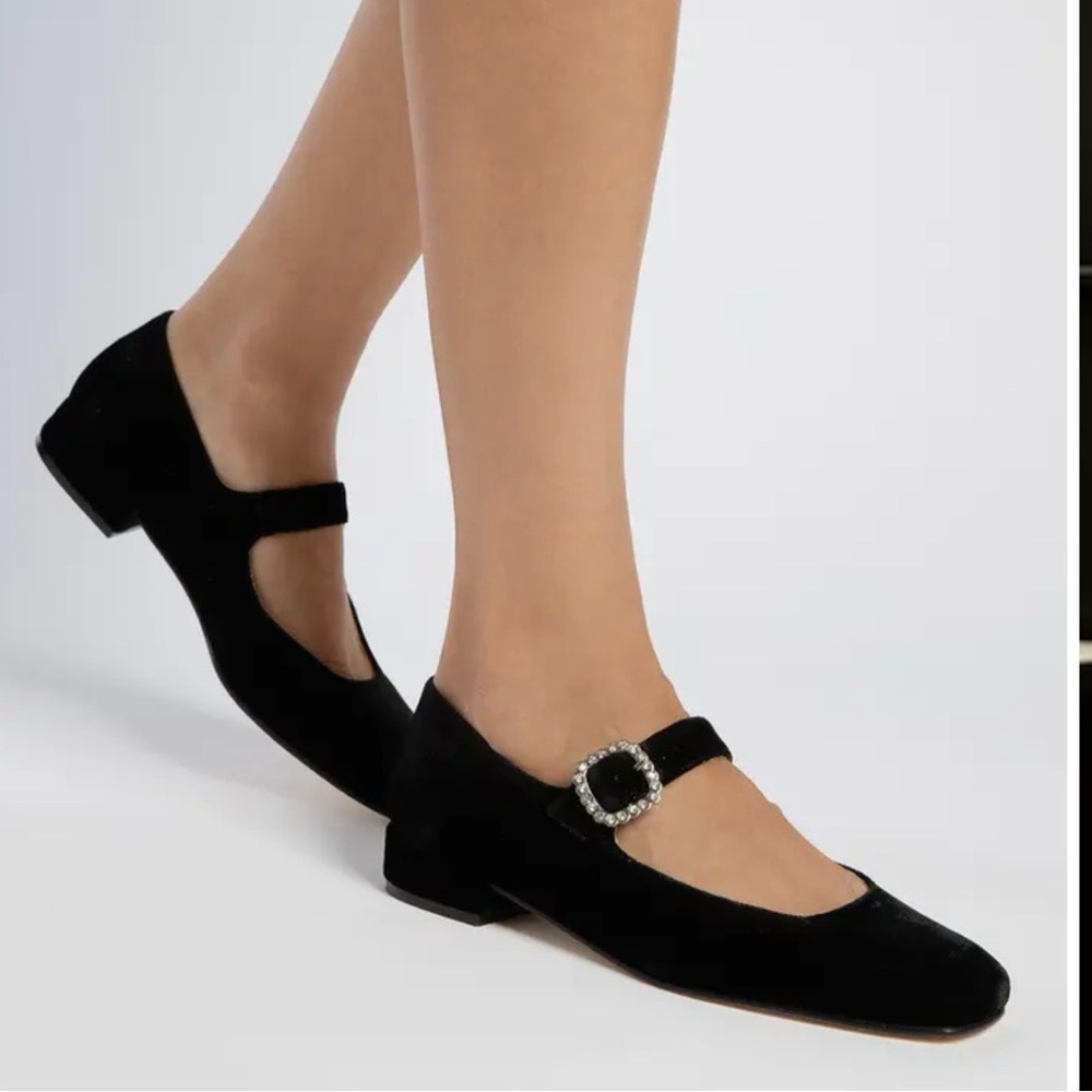 PENELOPE CHILVERS BLACK VELVET MARRY JANE WOMEN SHOES SIZE 9